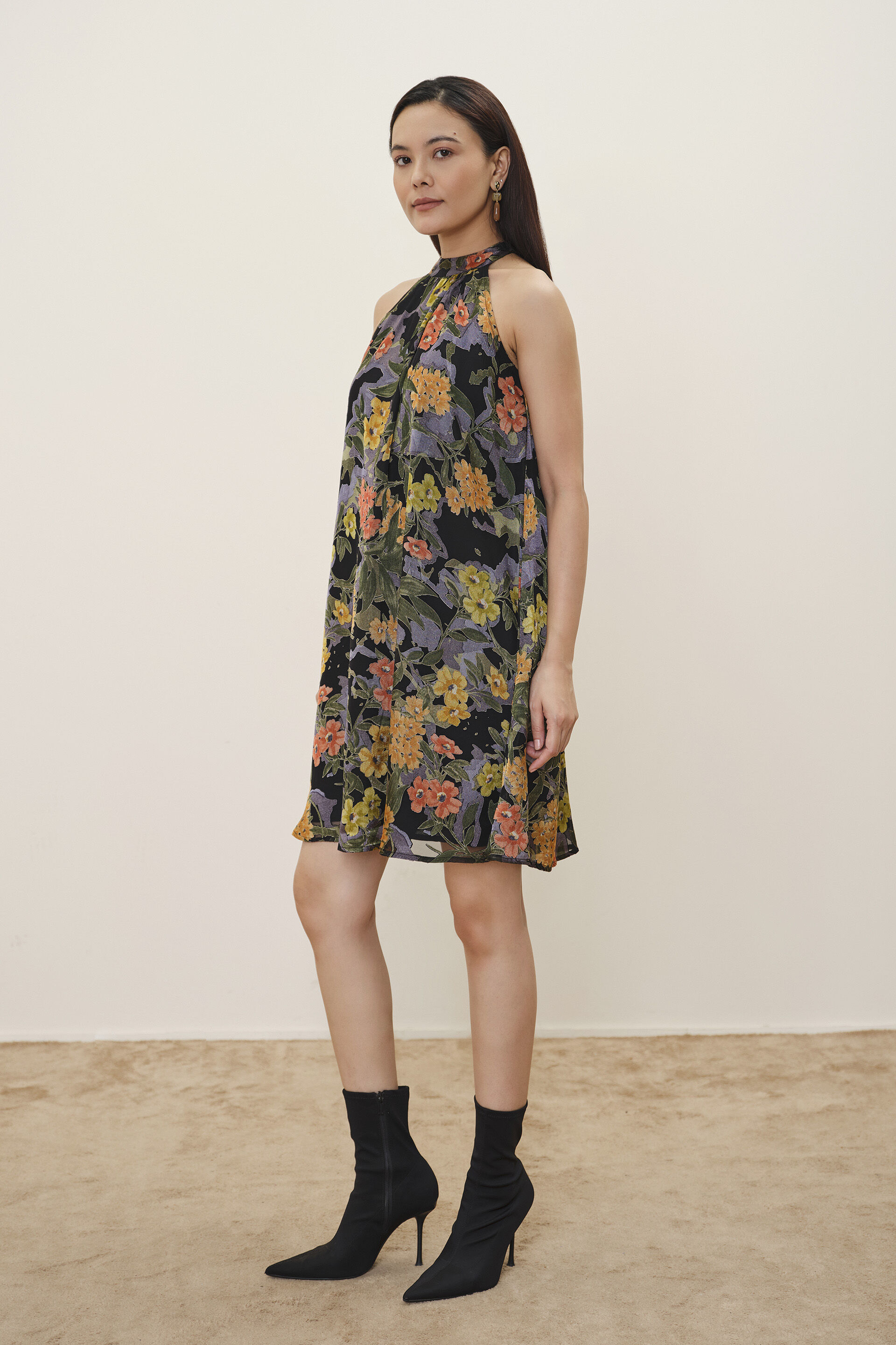 Lysette Printed Black Dress, Black, image 4